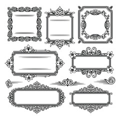 Obraz premium Elegant ornate empty frames set vintage decorative borders vector illustration flat design