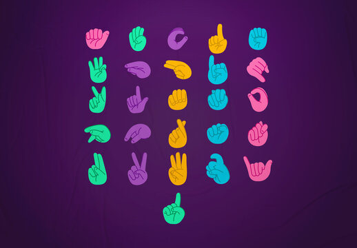 Playful Sign Language Asset Illustration