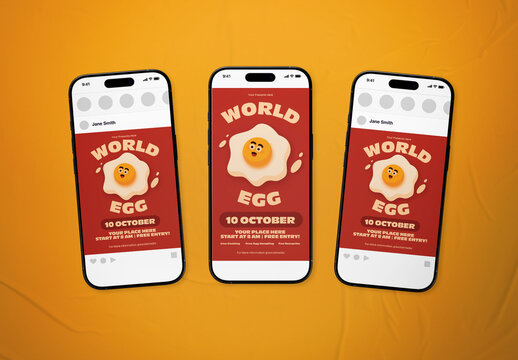 Red Quirky Illustration World Egg Day Social Media