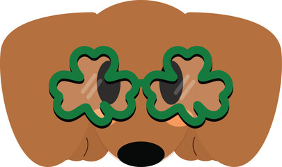 Cute Dachshund Dog Celebrating St. Patrick's Day with Shamrocks glasses