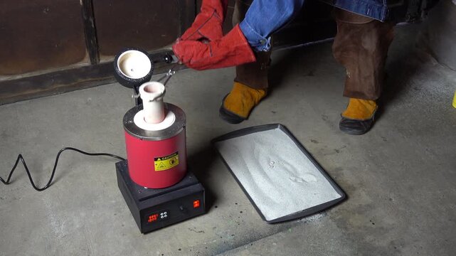 Crucible is treated with borax and replaced in furnace.