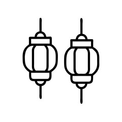Obraz premium Hanging Ramadan Lanterns Line Icon
