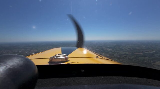 Cockpit view during double Barrel roll in a Cap10 Airplane