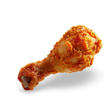 Crispy Fried Chicken Drumstick on White.