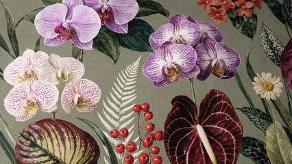 Blumengesteck best&uuml;ckt mit Orchideen, Anthurien