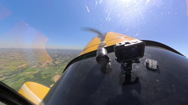 Cockpit view of Barrel roll in a Cap10 Airplane