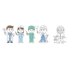 Medical professionals team diverse healthcare workers doctors nurses flat design vector illustration scalable graphic