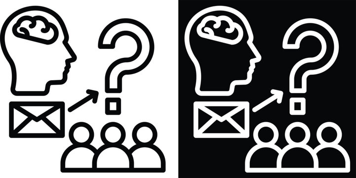 logical inference Two-tone version in black and white background