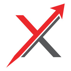 Red and gray arrows crossing each other in graphic design element icon