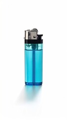 Blue, clear lighter, metallic head, on white