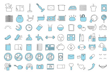 手書き風習慣トラッカーアイコンセット｜生活関連のToDoと禁止事項