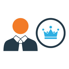 Simple icon of a person with a crown symbol next to them online status icon