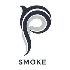 Smoke logo design with swirling smoke shape and text icon