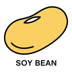 Soy bean illustration with black outline on white background icon