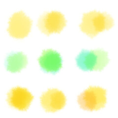 黄色と黄緑のドット水彩滲む春のようなシームレス背景イラスト