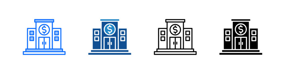 Bank Multiple Style Icon Set  © Adiba