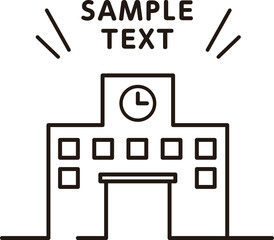 シンプルな学校の線画タイトル装飾フレーム