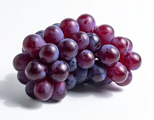 Fototapeta premium Round red grapes, clustered, shiny surface, white backdrop