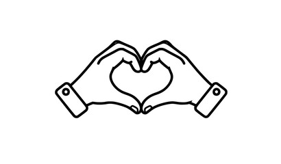 Obraz premium Hands making heart shape line icon vector symbol