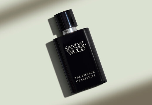 Elegant Sandalwood Fragrance Bottle Mockup PSD