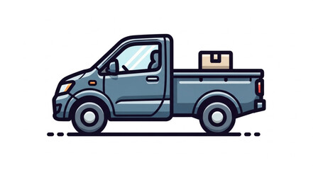 Small Gray Pickup Truck Illustration.
