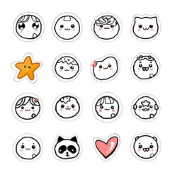 Fototapeta premium set of funny cartoon faces