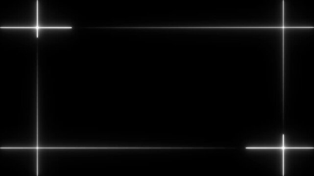 White Neon Rectangular Frame on Black Background Abstract Background border bright