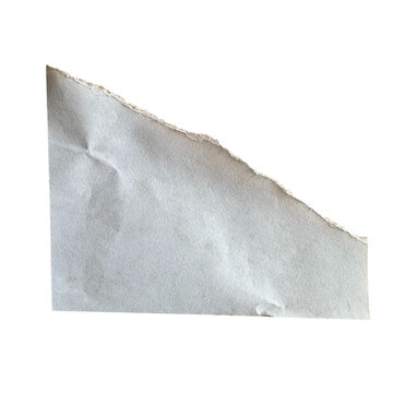 Irregular Torn White Paper Fragment with Rough Deckled Edge and Subtle Crease Texture