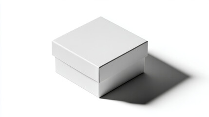 Fototapeta premium Closed square packaging box in isometric view plain white, minimal shadow, clean design