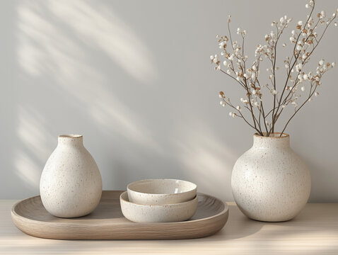 Still life with flowers and vase ceramic style decoration lighting