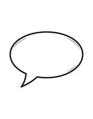 A simple black line drawing of a speech bubble on a white background