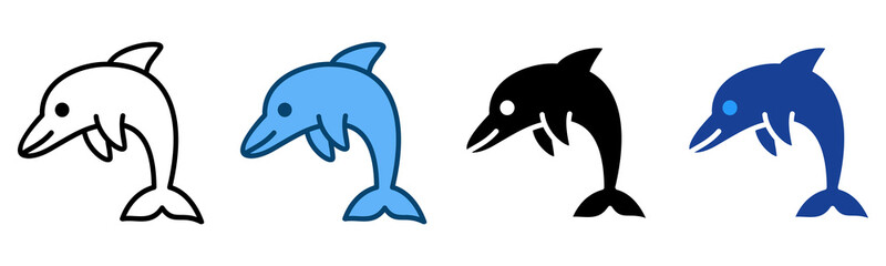 Obraz premium Dolphin Icon Multiple Style Vector Collection 