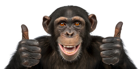 Thumbs up monkey gesture isolated on transparent background © Creative_Mili