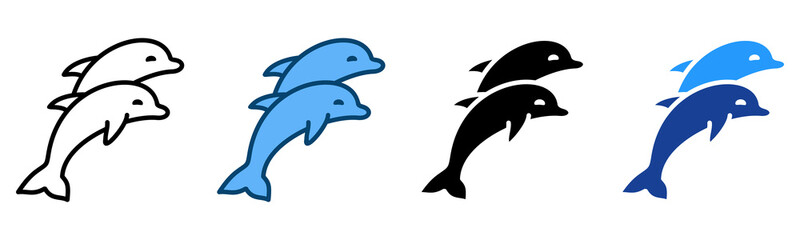 Obraz premium Dolphins Icon Multiple Style Vector Collection 