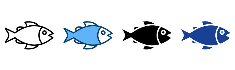 Obraz premium Fish Icon Multiple Style Vector Collection 