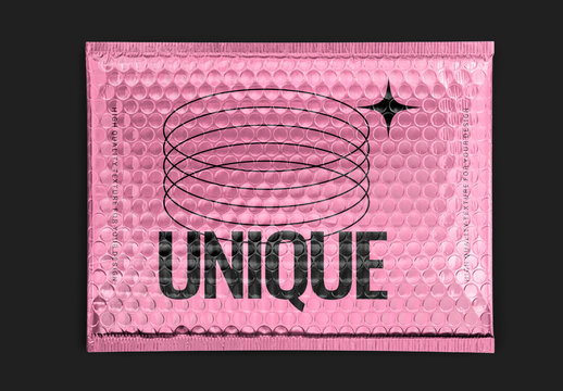 Pink Bubble Mailer Mockup With Unique Design PSD