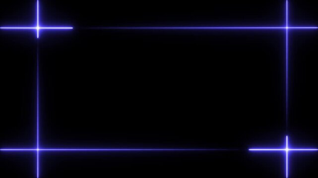Blue Neon Rectangle Frame With Cross Lines On Black Background border