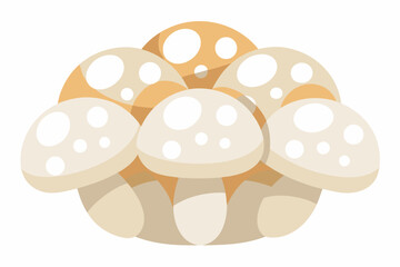 A vector graphic illustration of a cluster of mushrooms with white spots on a plain background