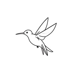 Obraz premium A simple line drawing of a hummingbird in flight with outstretched wings
