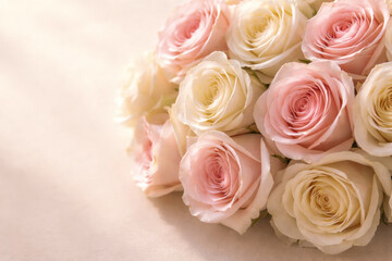 Fototapeta premium Pink and white rose bouquet close up