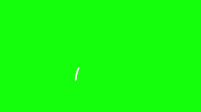 Looping 2D animation of a clean white curved arrow appearing as if being drawn in real time &mdash; starting from bottom left, smoothly tracing its spiral path on bright green chroma key background.