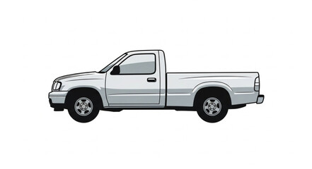 Silver Pickup Truck Side View.