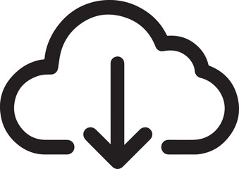 Obraz premium Modern cloud download icon vector for data transfer, storage access, backup, and online sync design.