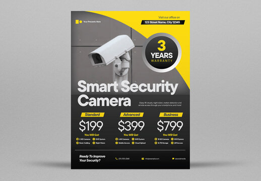Yellow Simple CCTV Flyer Layout