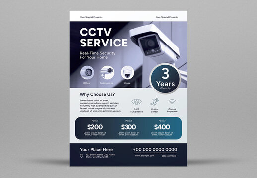 Blue Business CCTV Flyer Layout