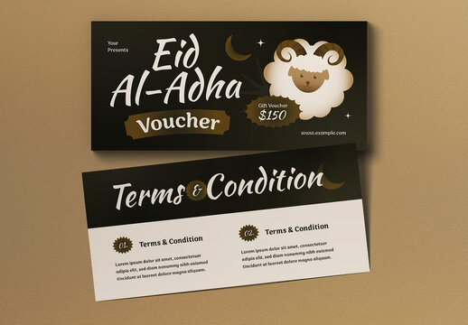 Green Modern Eid al-Adha Voucher