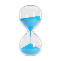 A blue sand timer on a white background