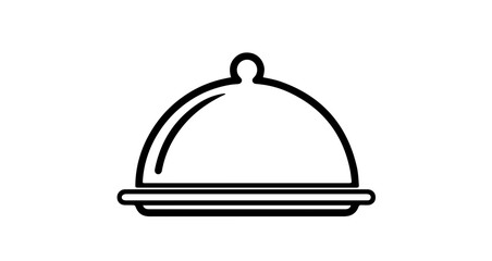 Obraz premium Outline icon of a food serving cloche or dome dish