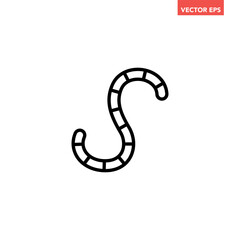 Fototapeta premium Black single earth worm line icon, simple ground soil creature outline flat design vector pictogram, infographic interface elements for logo web button ui ux isolated on white 