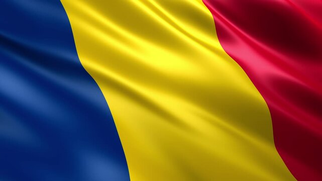 waving romania national flag animation loop